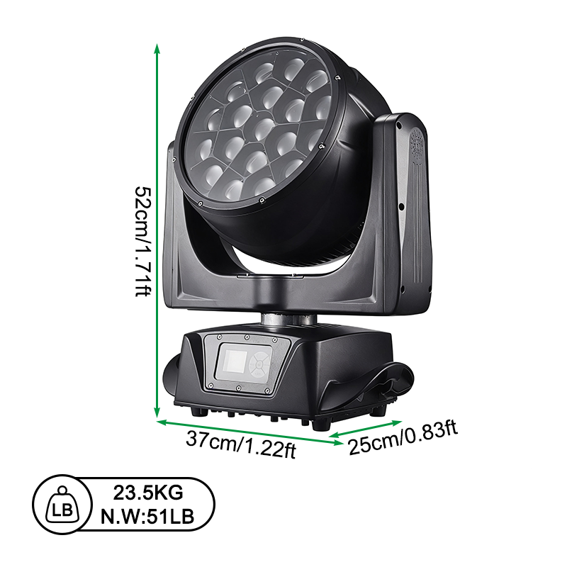 Igracelite 19*40w K15 RGBW 4in1 Led Moving Head Stage Light