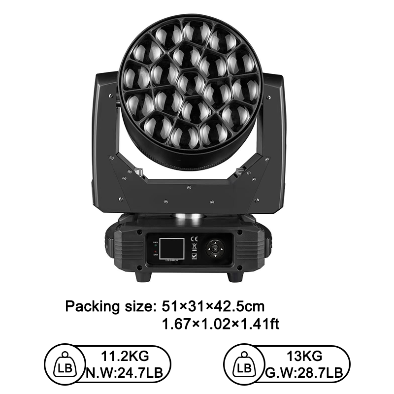 Igracelite 19*15W LED Bee Eye Moving Head 600W Single LED with Point Control