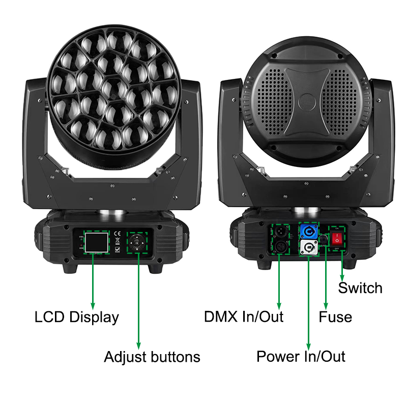 Igracelite 19*15W LED Bee Eye Moving Head 600W Single LED with Point Control