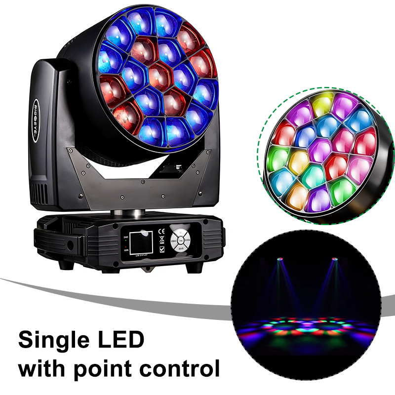 Igracelite 19*15W LED Bee Eye Moving Head 600W Single LED with Point Control