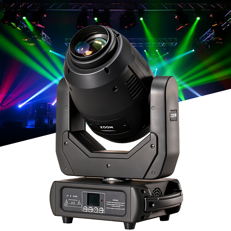 Igracelite 250W LED Moving Head Beam Spot Light, Motorized Zoom 5.5°-30°, Prism, Dual Gobo Wheels, 7 Colors, DMX512 Stage Lighting Fixture for DJ Disco Club Theater Concert