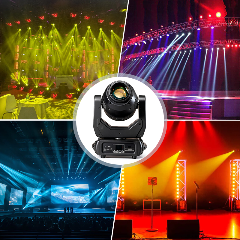 Igracelite 250W LED Moving Head Beam Spot Light, Motorized Zoom 5.5°-30°, Prism, Dual Gobo Wheels, 7 Colors, DMX512 Stage Lighting Fixture for DJ Disco Club Theater Concert