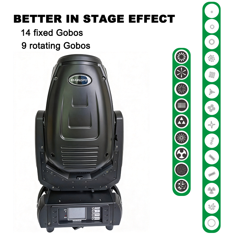 Igracelite 280W 10R Beam Moving Head Light 10R YODN Lamp Stage Lighting with 14 Colors, 14 Static Gobos, 9 Rotating Gobos, 8-Facet Prism, Frost Effect, 0-4° Beam Angle DMX512 for DJ Disco Club Concert