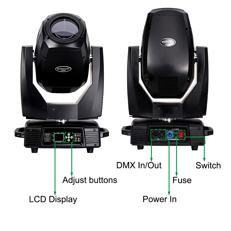 Igracelite 350W 17R Beam Moving Head Light Professional Stage Lighting Fixture with Zoom Focus 2.5°-38°, 13 Colors, Dual Prism, Frost, DMX512 RDM, DJ Concert Theater Light