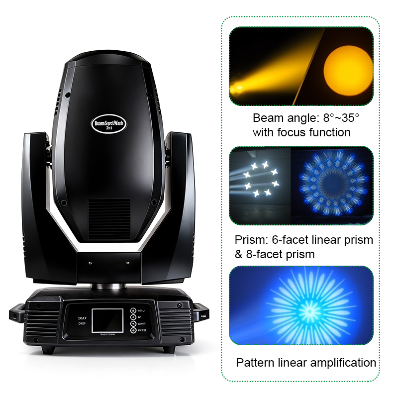 Igracelite 350W 17R Beam Moving Head Light Professional Stage Lighting Fixture with Zoom Focus 2.5°-38°, 13 Colors, Dual Prism, Frost, DMX512 RDM, DJ Concert Theater Light