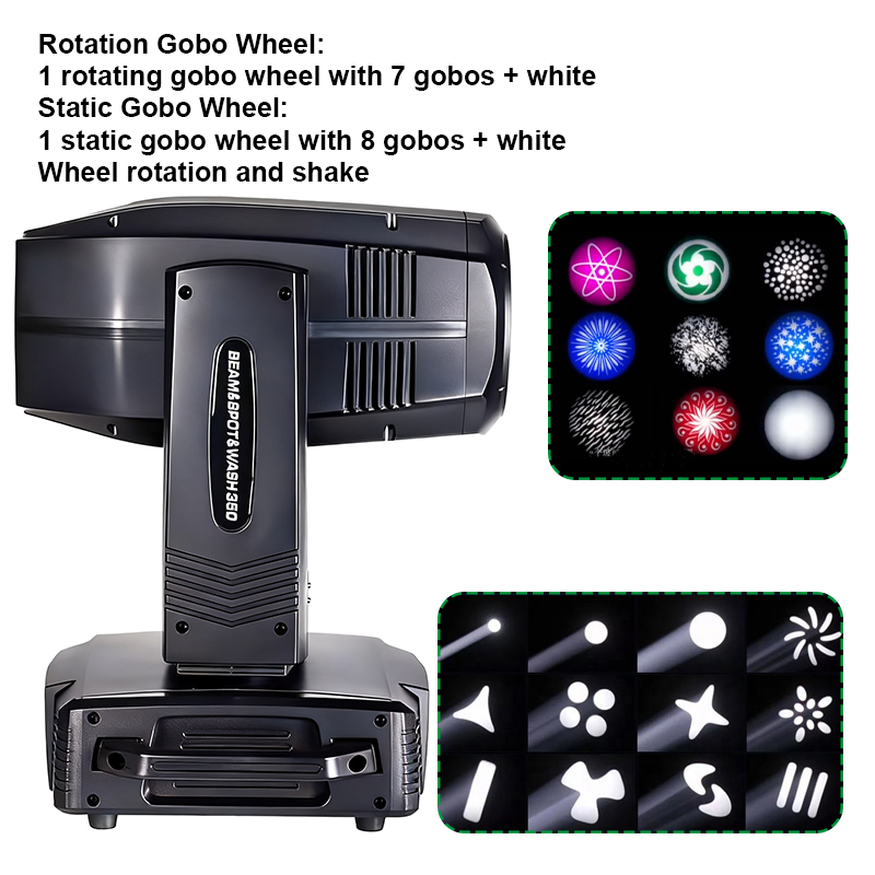 Igracelite 350W 17R Beam Moving Head Light Professional Stage Lighting Fixture with Zoom Focus 2.5°-38°, 13 Colors, Dual Prism, Frost, DMX512 RDM, DJ Concert Theater Light