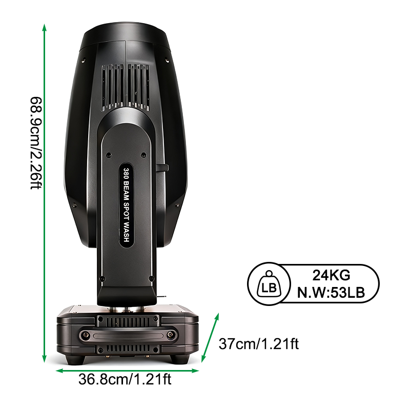 Igracelite 380W Beam Spot Wash Moving Head Light with CMY Color Mixing, Dual Prism, Animation Wheel, 2°-50° Zoom, DMX512 ArtNet RDM Professional Stage Lighting