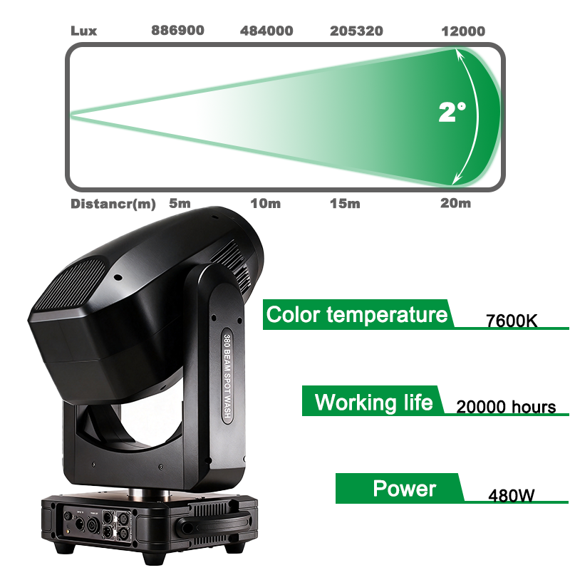 380W beam spot wash 3in1 moving head stage light