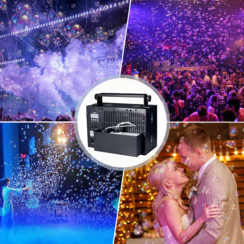 Igracelite 120W LED Storm Double Wheel Bubble Machine RGBY Full Color DMX512 & Remote Control, 12x8W High-Brightness LEDs, 10m Bubble Output for Stage Lighting, Wedding, DJ, Party, Concert & Event Effects
