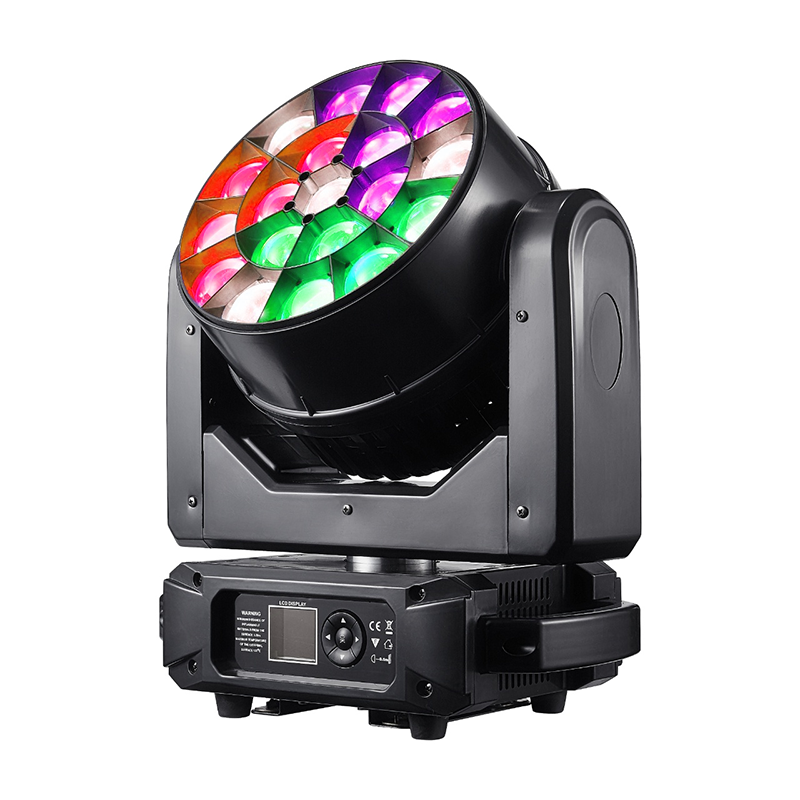 Igracelite LED Moving Head 19x25W RGBW 4-in-1 Bee Eye & Wash Zoom Stage Light with Pixel Control, Halo Ring, Linear Zoom, DMX512, RDM, Artnet for DJ, Concert, Theater and Event Lighting