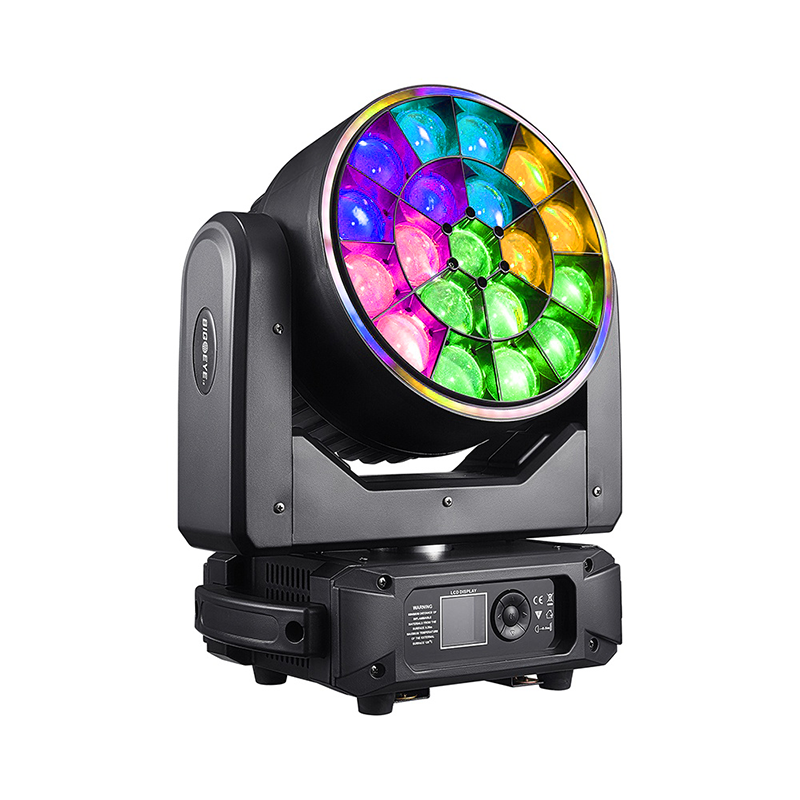 Igracelite LED Moving Head 19x25W RGBW 4-in-1 Bee Eye & Wash Zoom Stage Light with Pixel Control, Halo Ring, Linear Zoom, DMX512, RDM, Artnet for DJ, Concert, Theater and Event Lighting
