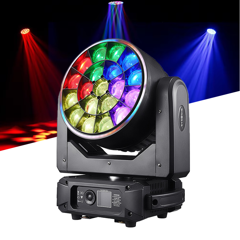 Igracelite LED Moving Head 19x25W RGBW 4-in-1 Bee Eye & Wash Zoom Stage Light with Pixel Control, Halo Ring, Linear Zoom, DMX512, RDM, Artnet for DJ, Concert, Theater and Event Lighting