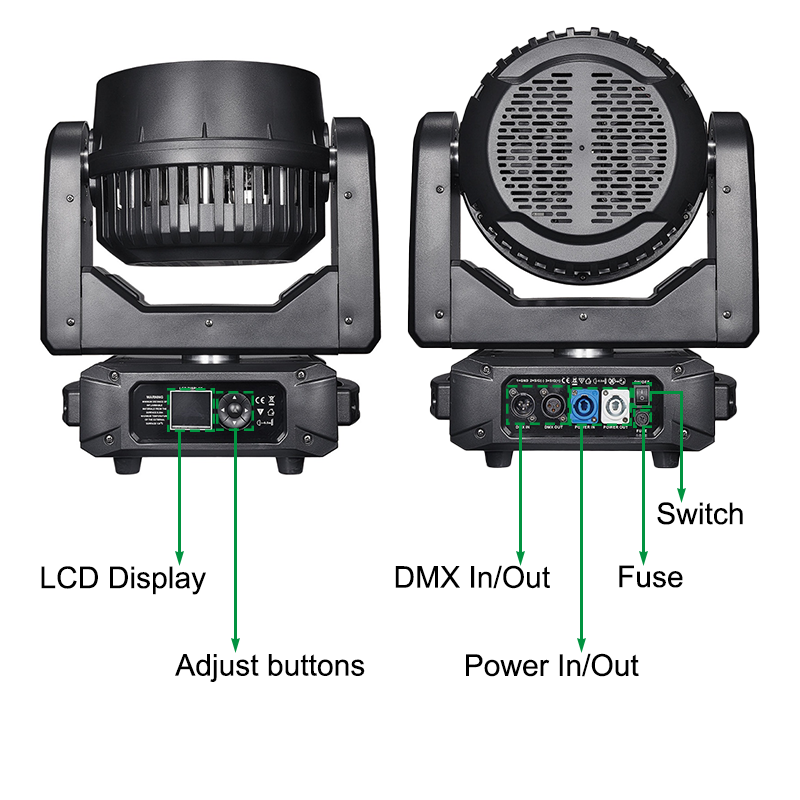 Igracelite LED Moving Head 19x25W RGBW 4-in-1 Bee Eye & Wash Zoom Stage Light with Pixel Control, Halo Ring, Linear Zoom, DMX512, RDM, Artnet for DJ, Concert, Theater and Event Lighting