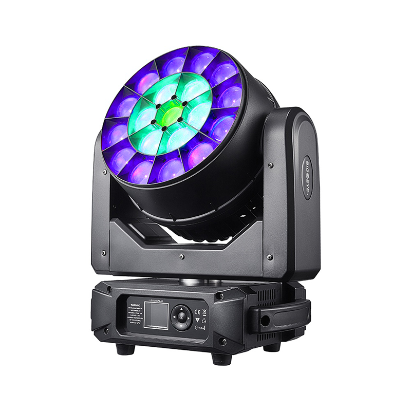 Igracelite LED Moving Head 19x25W RGBW 4-in-1 Bee Eye & Wash Zoom Stage Light with Pixel Control, Halo Ring, Linear Zoom, DMX512, RDM, Artnet for DJ, Concert, Theater and Event Lighting