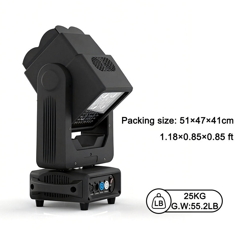 Igracelite LED Moving Head Light 400W Double Sided LED Club Stage Light with 4x60W RGBW Beam, DMX512 Control, 20/34/93 Channels, 32-bit Linear Dimming, Professional DJ Disco Concert Lighting