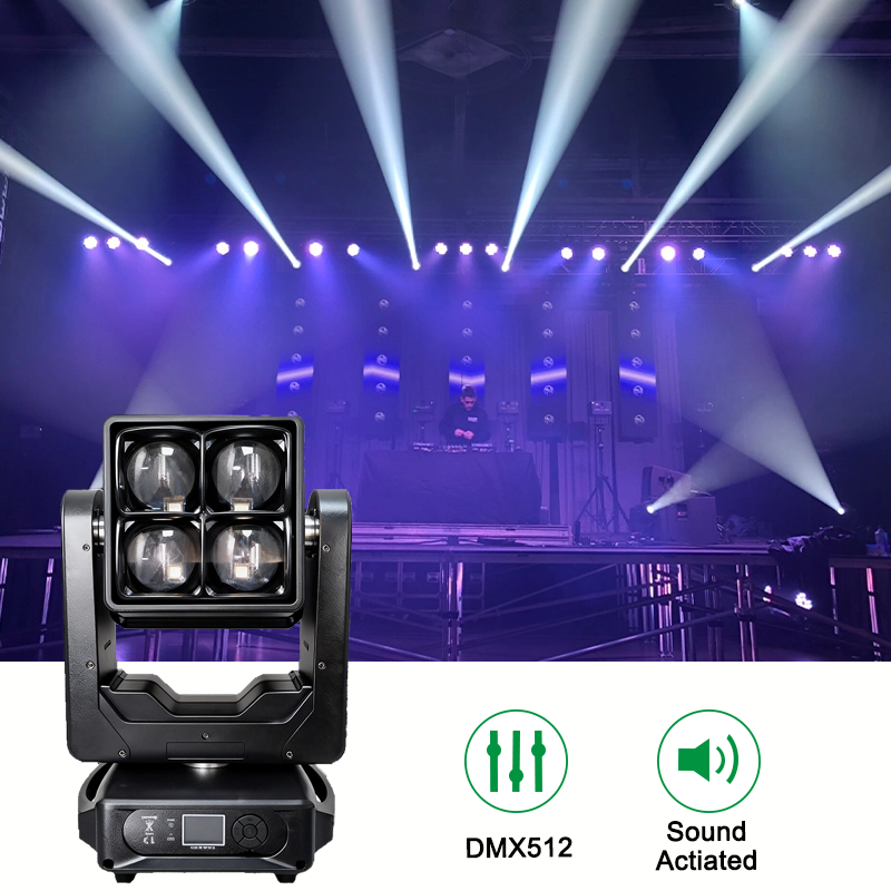 Igracelite LED Moving Head Light 400W Double Sided LED Club Stage Light with 4x60W RGBW Beam, DMX512 Control, 20/34/93 Channels, 32-bit Linear Dimming, Professional DJ Disco Concert Lighting