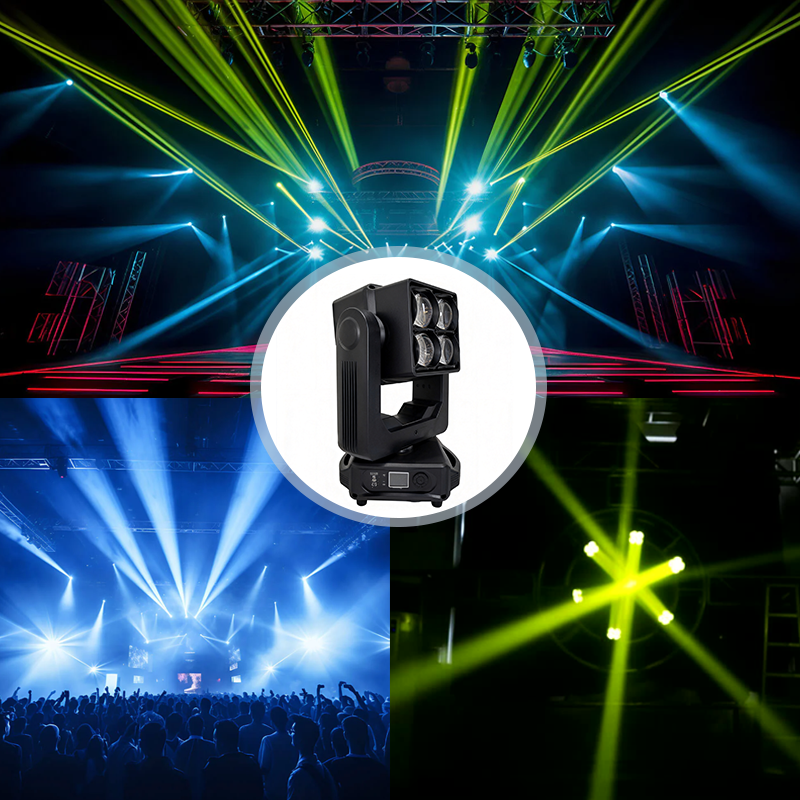 Igracelite LED Moving Head Light 400W Double Sided LED Club Stage Light with 4x60W RGBW Beam, DMX512 Control, 20/34/93 Channels, 32-bit Linear Dimming, Professional DJ Disco Concert Lighting