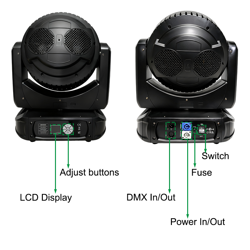 Igracelite 7x60W LED Moving Head Zoom Bee Eye Light with CTO, RGBW 4-in-1 LEDs, 4.5°-60° Zoom, Kaleidoscope, Infinite Front Lens Rotation, DMX512 Stage Lighting