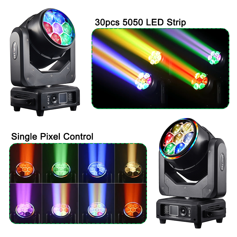Igracelite 350W LED Moving Head 7x40W RGBW 4 in 1 Bee Eye Zoom Wash Beam Stage Light DMX512 Professional DJ Club Event Lighting