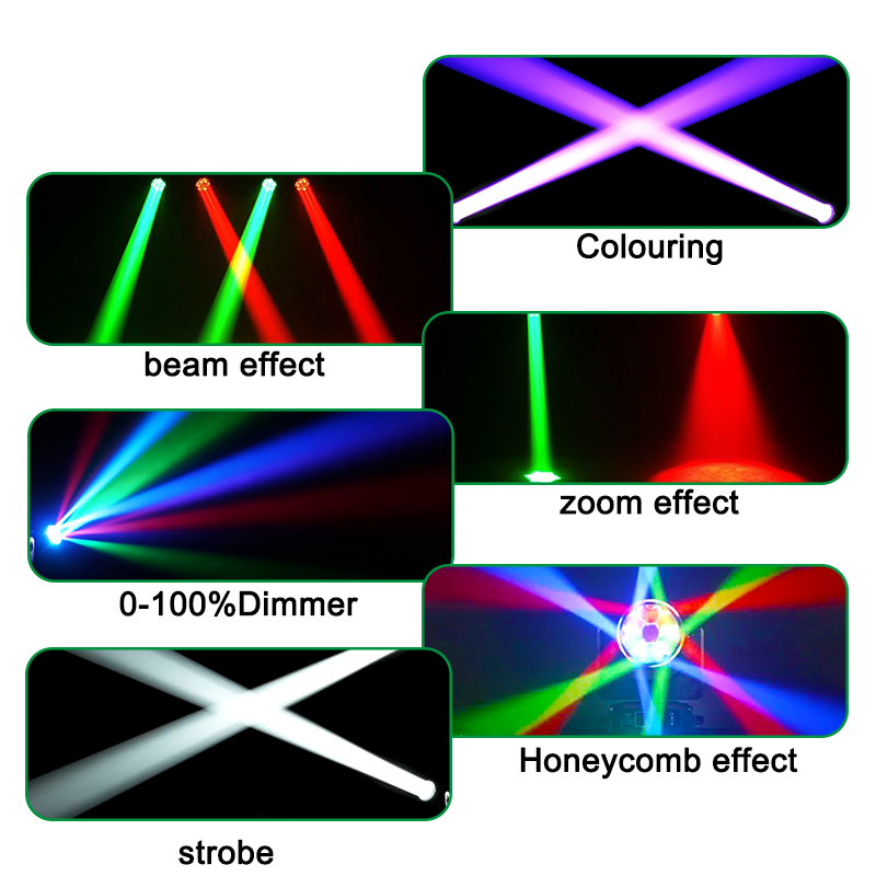 Igracelite 350W LED Moving Head 7x40W RGBW 4 in 1 Bee Eye Zoom Wash Beam Stage Light DMX512 Professional DJ Club Event Lighting