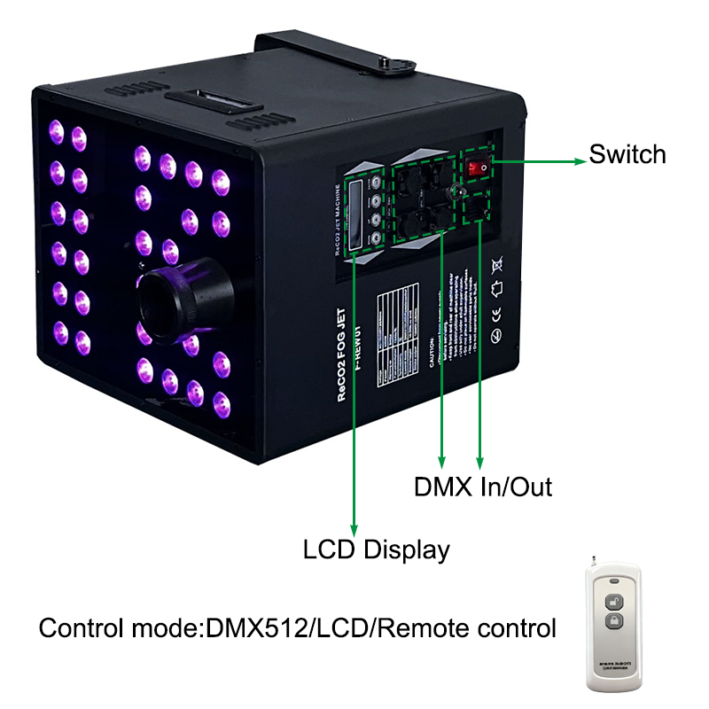 Igracelite 4000W Fog Jet Machine CO2 Simulation Smoke Machine with RGB LED Lights, DMX512 Control, 20M High Smoke Column Effect for Stage, DJ, Event and Show