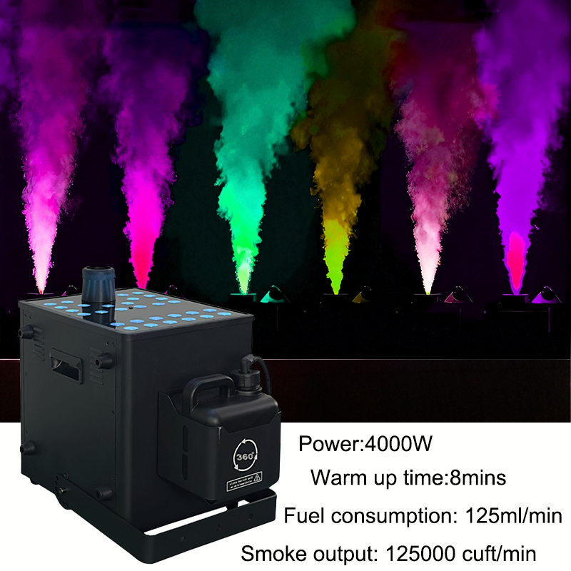 Igracelite 4000W Fog Jet Machine CO2 Simulation Smoke Machine with RGB LED Lights, DMX512 Control, 20M High Smoke Column Effect for Stage, DJ, Event and Show