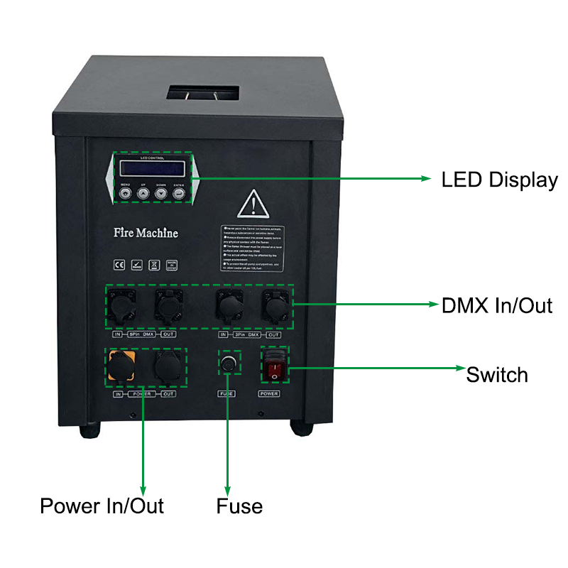 Igracelite 1200W Flame Machine Waterproof Single Shot Vertical Fire Machine DMX512 Control 5-10M Flame Height Stage Effect Equipment IP55 for Events Shows