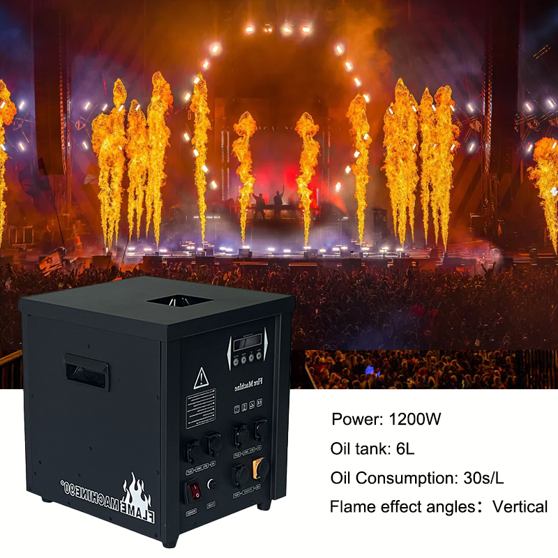 Igracelite 1200W Flame Machine Waterproof Single Shot Vertical Fire Machine DMX512 Control 5-10M Flame Height Stage Effect Equipment IP55 for Events Shows