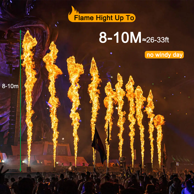 Igracelite 1800W IPX3 Moving Head Flame Machine IP55 DMX512 Control 8 Channels Stage Fire Effect Machine with 8-10M Flame Height for Events, Shows and Outdoor Performances