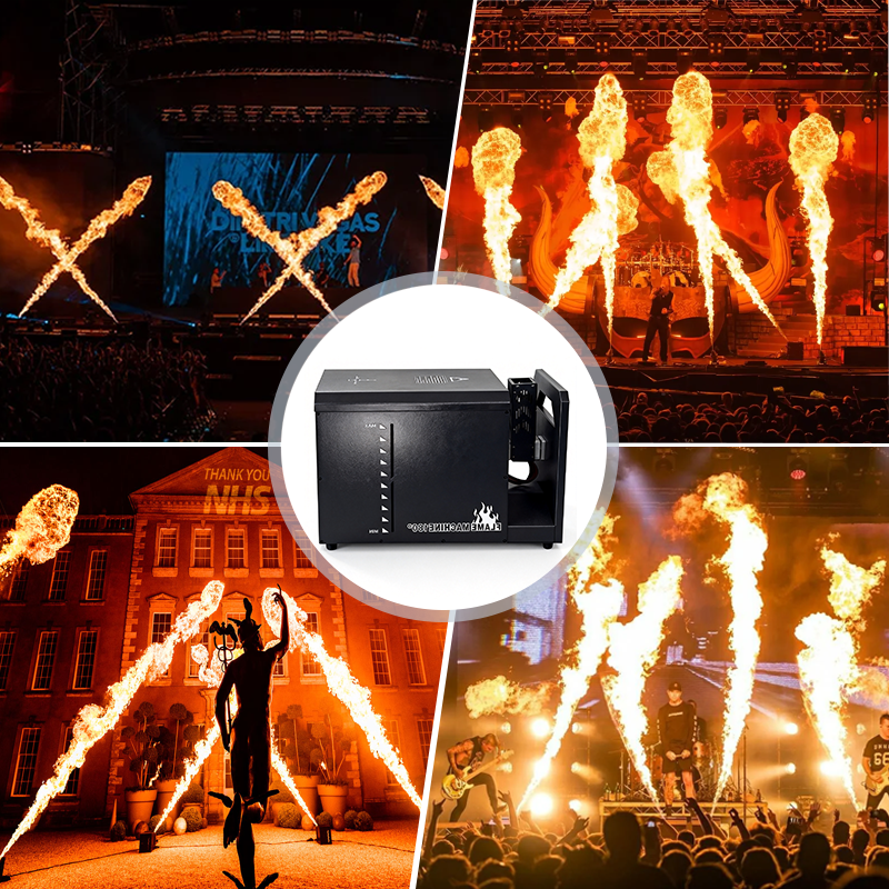 Igracelite 1800W IPX3 Moving Head Flame Machine IP55 DMX512 Control 8 Channels Stage Fire Effect Machine with 8-10M Flame Height for Events, Shows and Outdoor Performances