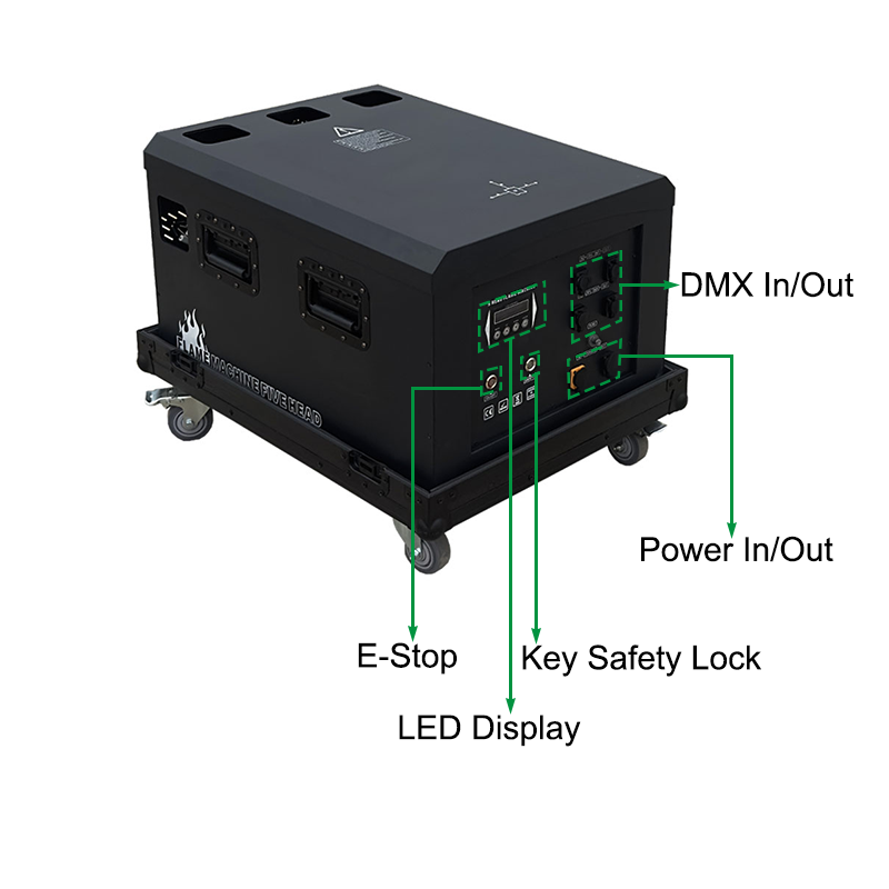 Igracelite 3000W Five head flame machine Professional DMX512 Stage Flame Effect Machine with 5 Nozzles, 8-10M Flame Height for Events, Concerts, Shows