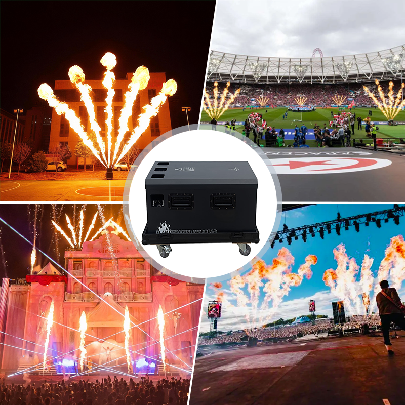 Igracelite 3000W Five head flame machine Professional DMX512 Stage Flame Effect Machine with 5 Nozzles, 8-10M Flame Height for Events, Concerts, Shows