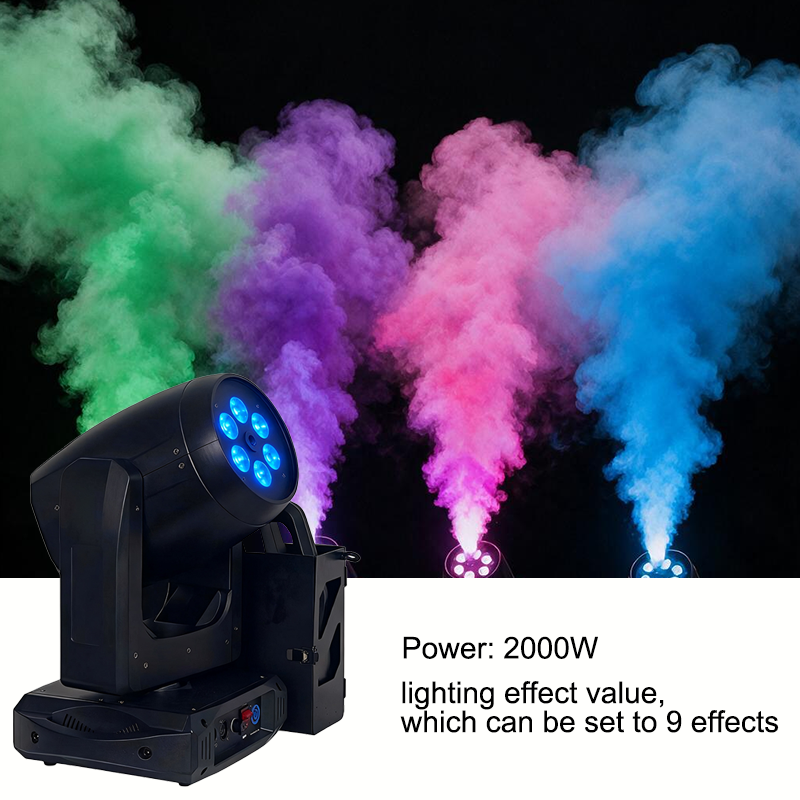 Igracelite 2000W LED Moving Head Fog Machine, DMX512 Stage Smoke Machine with LCD Controller, 25000 CFM Fog Output, RGB LED Lighting Effect for DJ Club Event Party