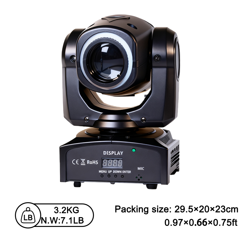 Igracelite 30W LED Moving Head Light, DMX512 Stage Lighting with 8 Patterns 8 Colors, 9/13CH Control, Voice Activated DJ Party Beam Lamp with Manual Focus for Events and Shows