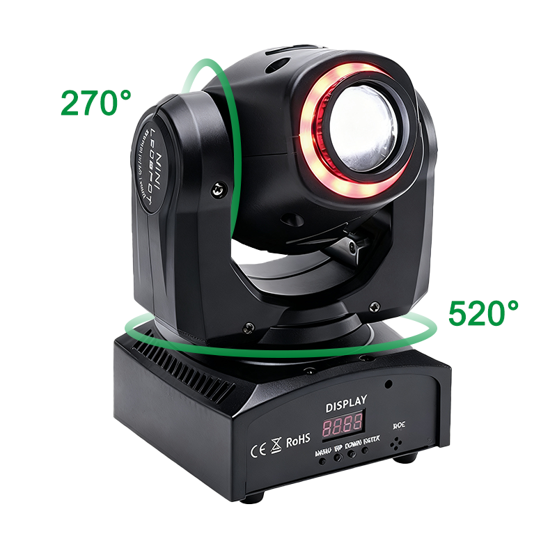 Igracelite 30W LED Moving Head Light, DMX512 Stage Lighting with 8 Patterns 8 Colors, 9/13CH Control, Voice Activated DJ Party Beam Lamp with Manual Focus for Events and Shows