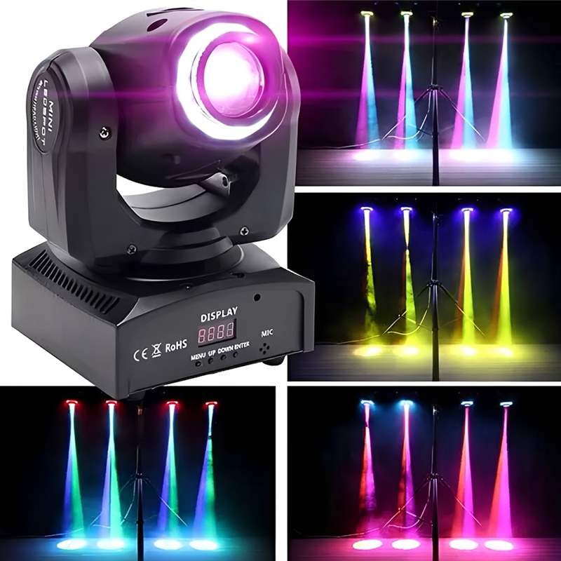 Igracelite 30W LED Moving Head Light, DMX512 Stage Lighting with 8 Patterns 8 Colors, 9/13CH Control, Voice Activated DJ Party Beam Lamp with Manual Focus for Events and Shows