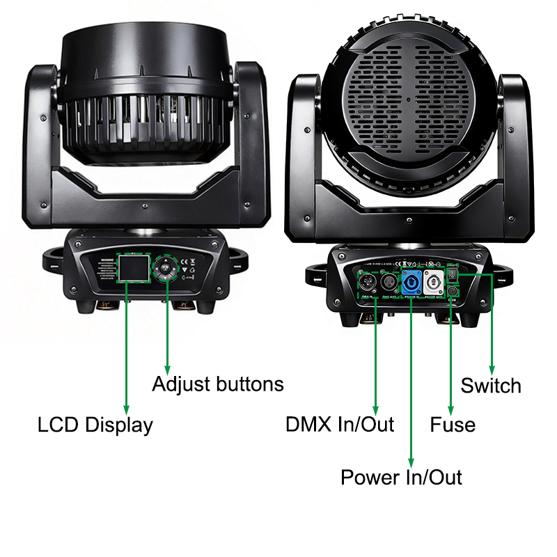 Igracelite 400W Bee Eye LED Moving Head Light 19x15W RGBW 4in1 Pixel Control Zoom Wash Beam Stage Lighting with Vortex Effects for DJ Club Event Performance