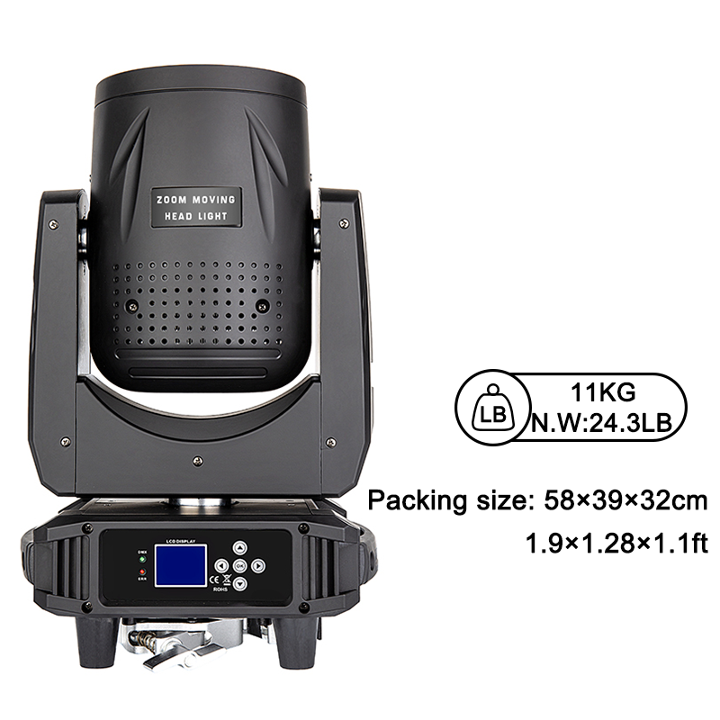 Igracelite 400W LED Moving Head Light, 6000K COB LED Beam Fixture with Electric Zoom 6-50°, DMX512 Control, CRI>95, Professional Stage Lighting