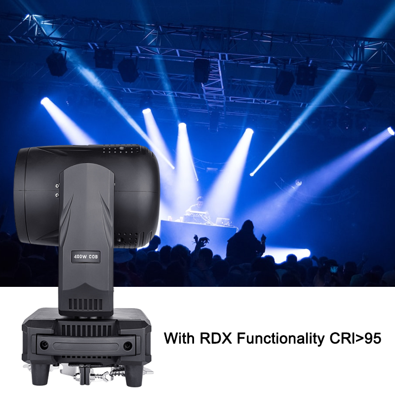 Igracelite 400W LED Moving Head Light, 6000K COB LED Beam Fixture with Electric Zoom 6-50°, DMX512 Control, CRI>95, Professional Stage Lighting