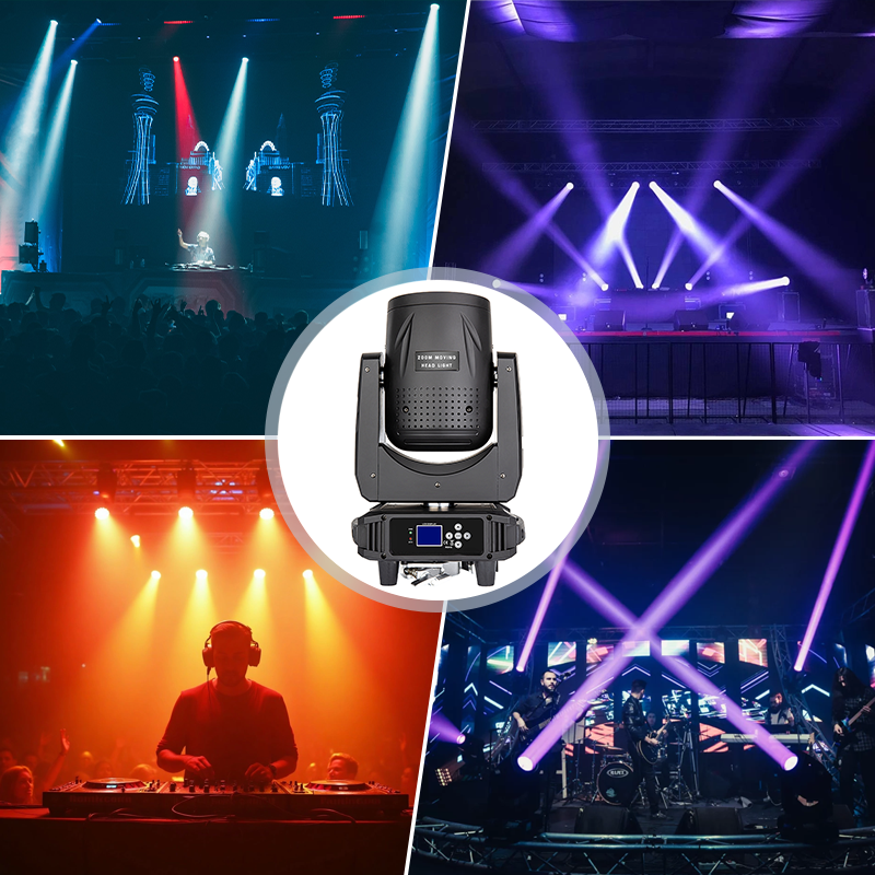 Igracelite 400W LED Moving Head Light, 6000K COB LED Beam Fixture with Electric Zoom 6-50°, DMX512 Control, CRI>95, Professional Stage Lighting