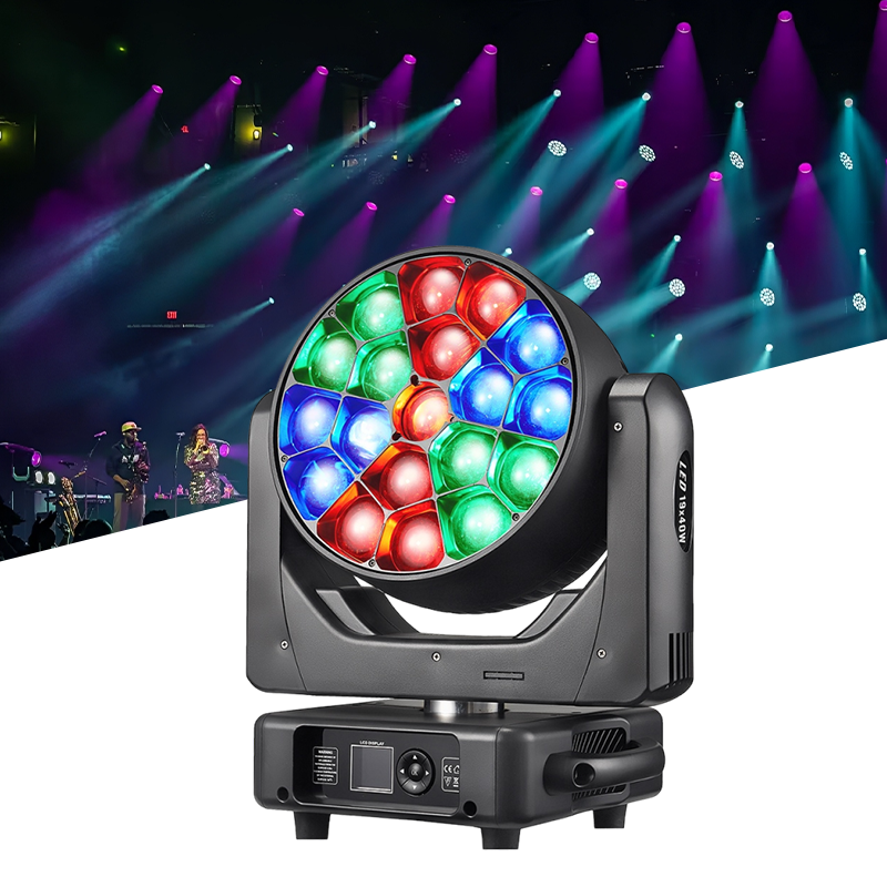 Igracelite 19x40W RGBW BEE EYE LED Moving Head Light 850W Pixel Control Beam Wash Stage Lighting with CTO Infinite Rotation Vortex Effect DMX512 Professional DJ Show Light
