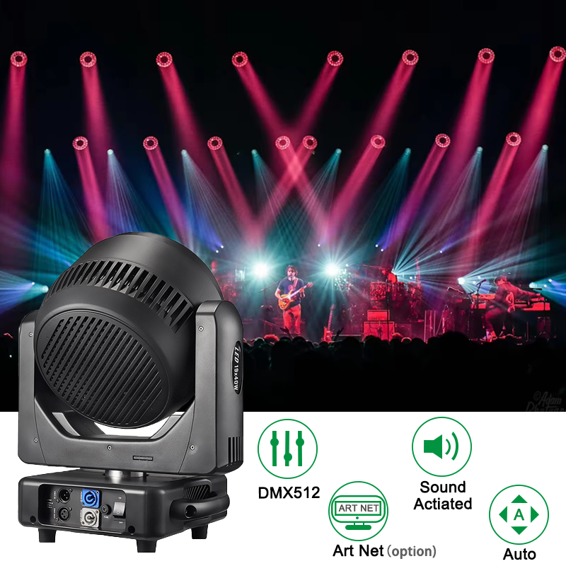 Igracelite 19x40W RGBW BEE EYE LED Moving Head Light 850W Pixel Control Beam Wash Stage Lighting with CTO Infinite Rotation Vortex Effect DMX512 Professional DJ Show Light