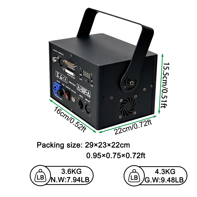Igracelite 2W/3W/5W Laser Light RGB Bluetooth Stage Laser Projector with DMX Sound Control, 20Kpps Scanning Auto Mode for DJ Disco Club Party Event Lighting