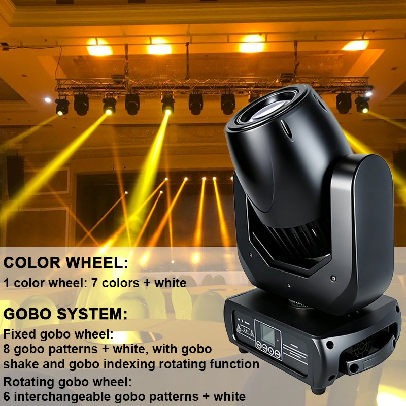 Igracelite 150W LED Moving Head Stage Light, 16/14CH DMX Control, 15° Beam Focus, Rotating Gobos, 3-Sided Prism, Professional DJ Lighting