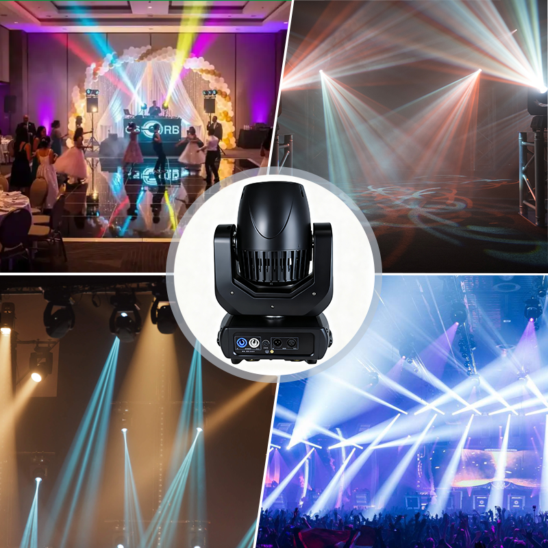 Igracelite 150W LED Moving Head Stage Light, 16/14CH DMX Control, 15° Beam Focus, Rotating Gobos, 3-Sided Prism, Professional DJ Lighting
