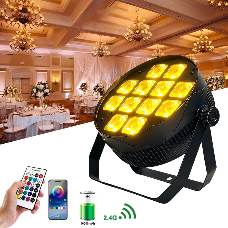 Igracelite 12×18W Battery Led Stage Light RGBWA UV 6in1 Rechargeable Wireless DMX Par Uplight for DJ Wedding Events