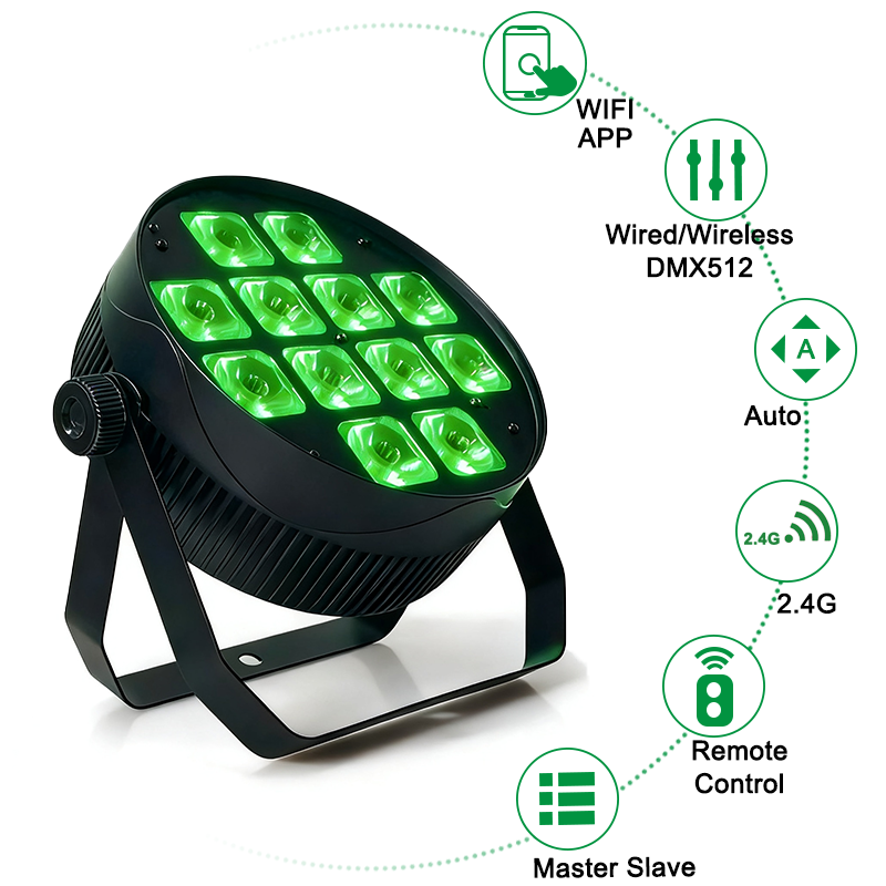 Igracelite 12×18W Battery Led Stage Light RGBWA UV 6in1 Rechargeable Wireless DMX Par Uplight for DJ Wedding Events