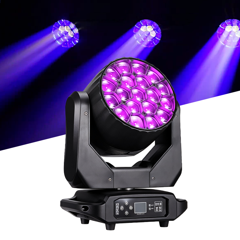 Igracelite 19x40W 4-in-1 Bee Eye LED Moving Head Light with Infinite Rotating Lens, Pixel Control, 4-45° Zoom, DMX 23/25/101CH, 540° Pan 250° Tilt
