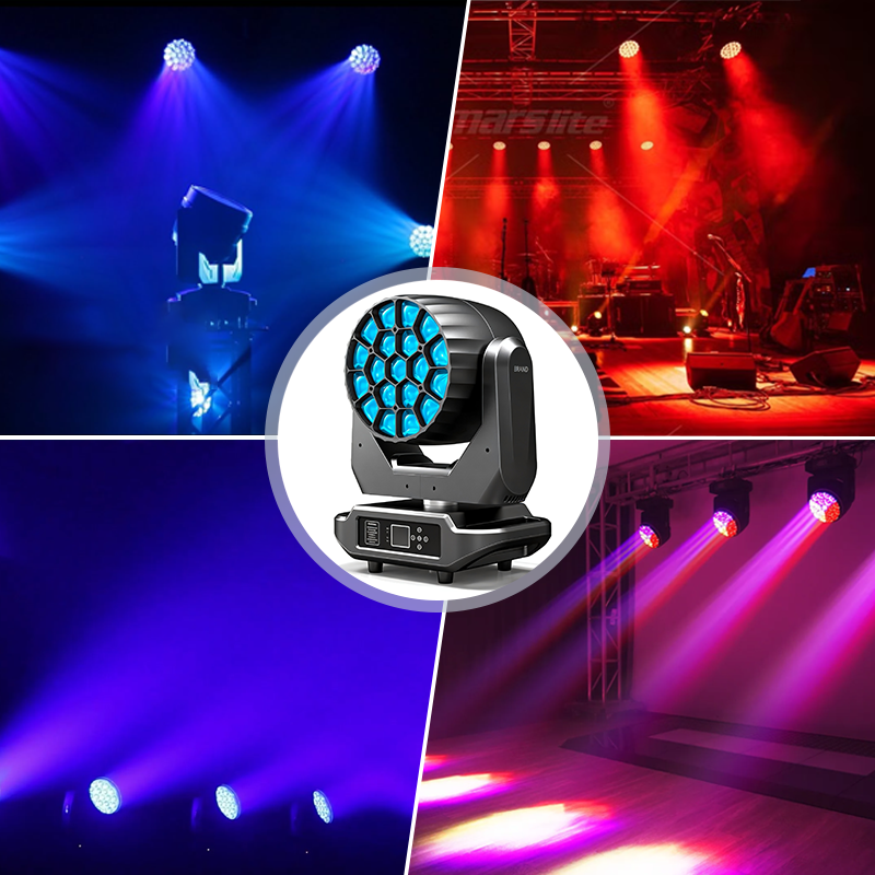 Igracelite 19x40W 4-in-1 Bee Eye LED Moving Head Light with Infinite Rotating Lens, Pixel Control, 4-45° Zoom, DMX 23/25/101CH, 540° Pan 250° Tilt