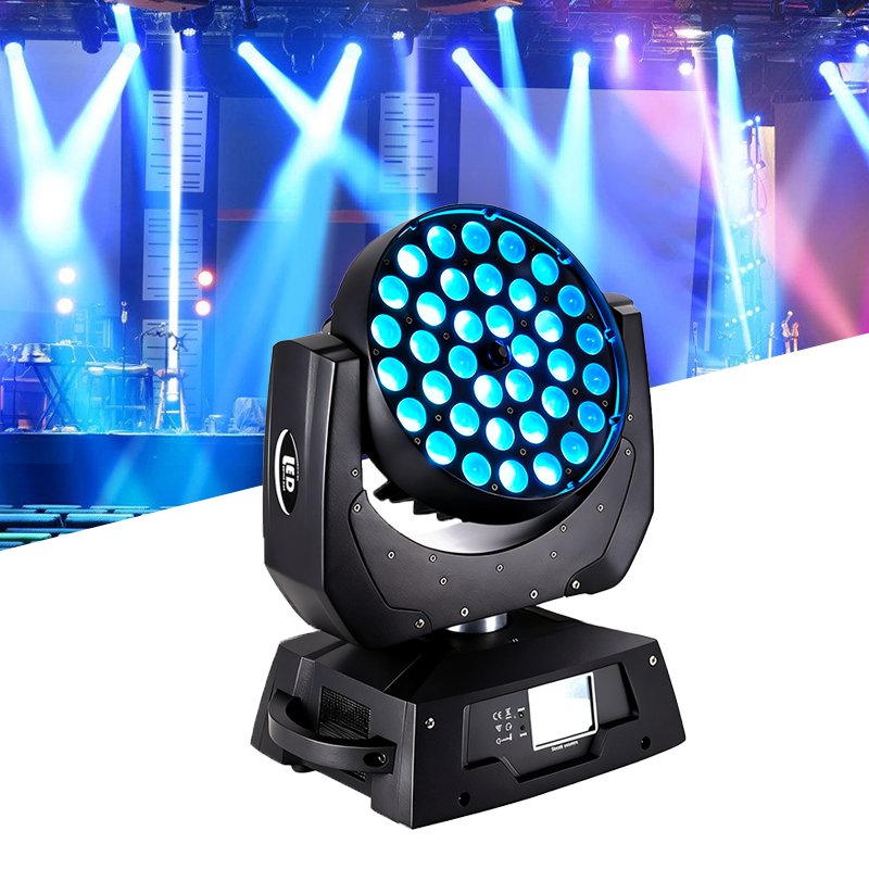 Igracelite 36x18W LED Moving Head Light RGBWAUV 6in1 Zoom Beam Stage Lighting Fixture DMX512 16CH Moving Head with Pan/Tilt, Strobe, Linear Dimmer for DJ Club Events